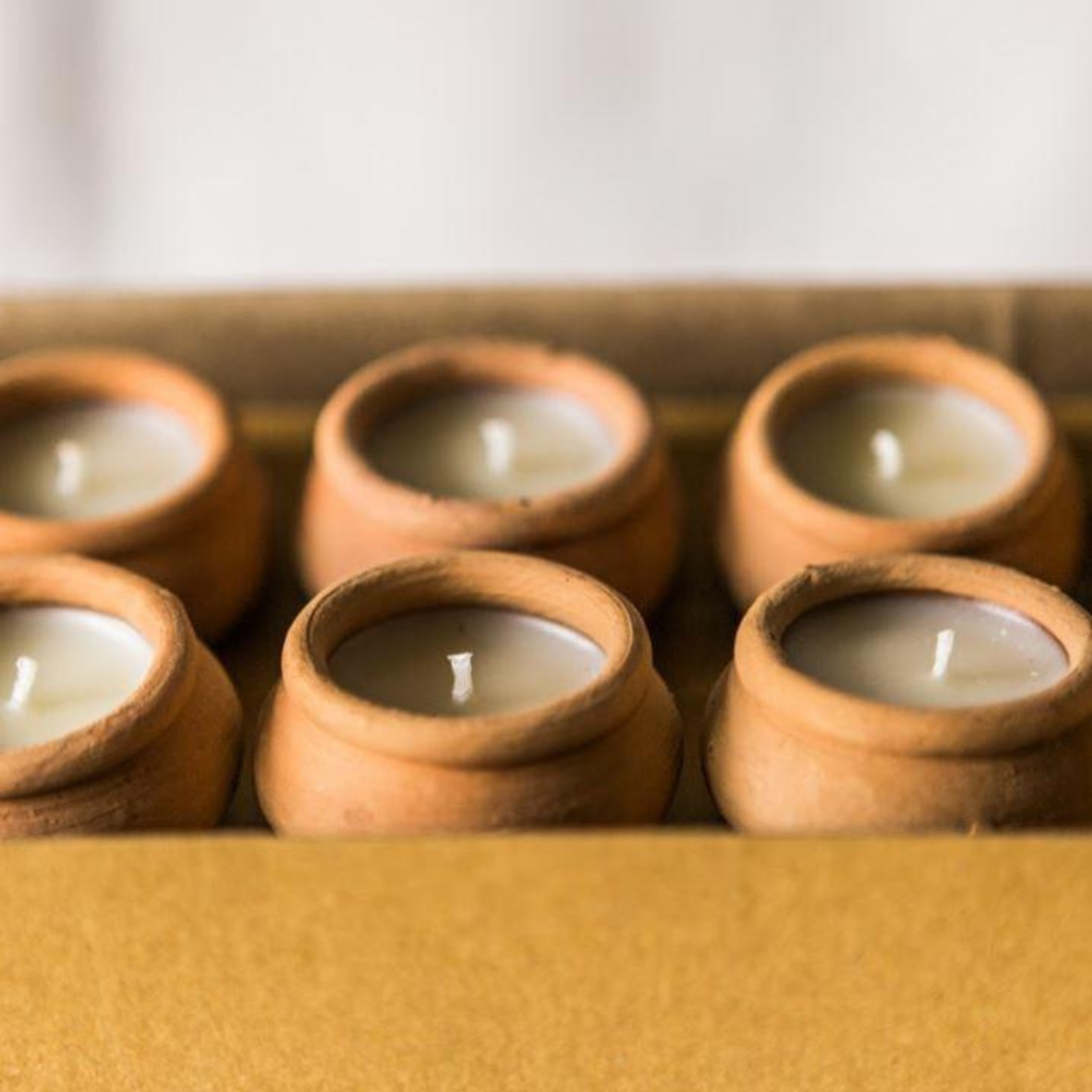 Handmade Terracotta Beeswax Tea Light Candle