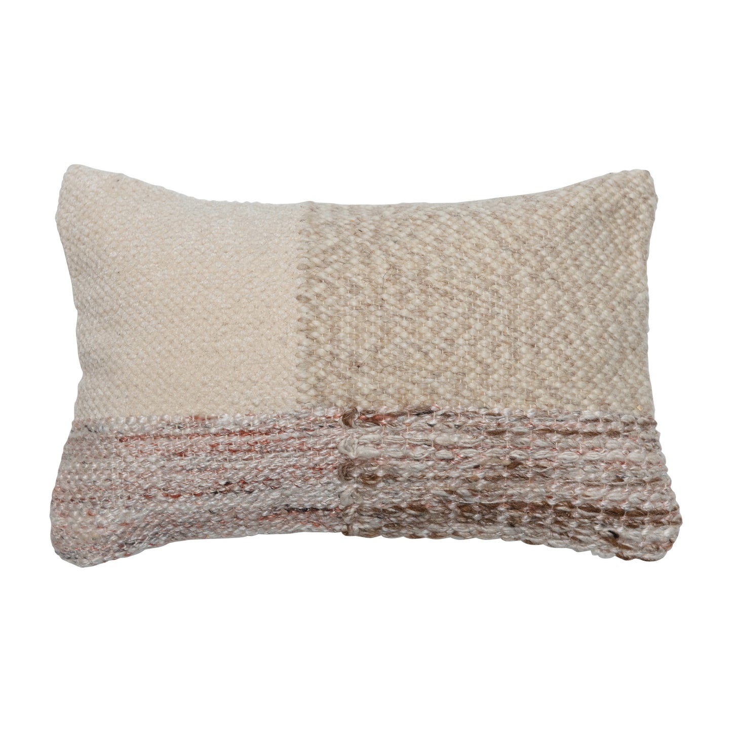 Cream Woven Cotton Blend Lumbar Pillow