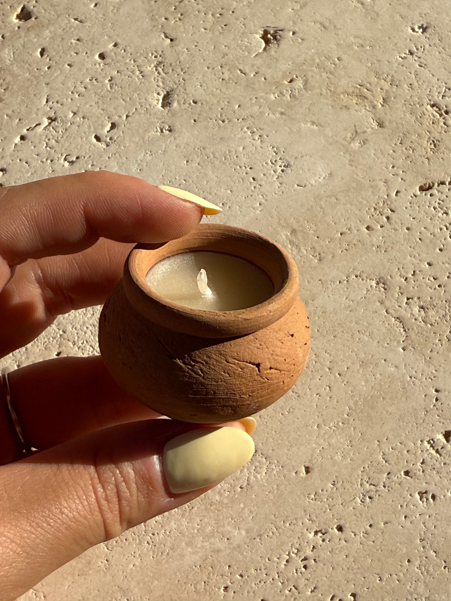 Handmade Terracotta Beeswax Tea Light Candle