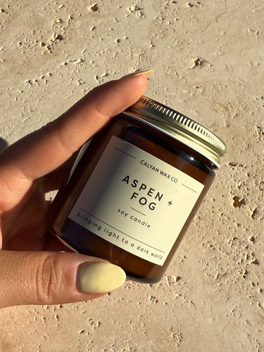 Aspen + Fog - Mini Amber Jar Soy Candle