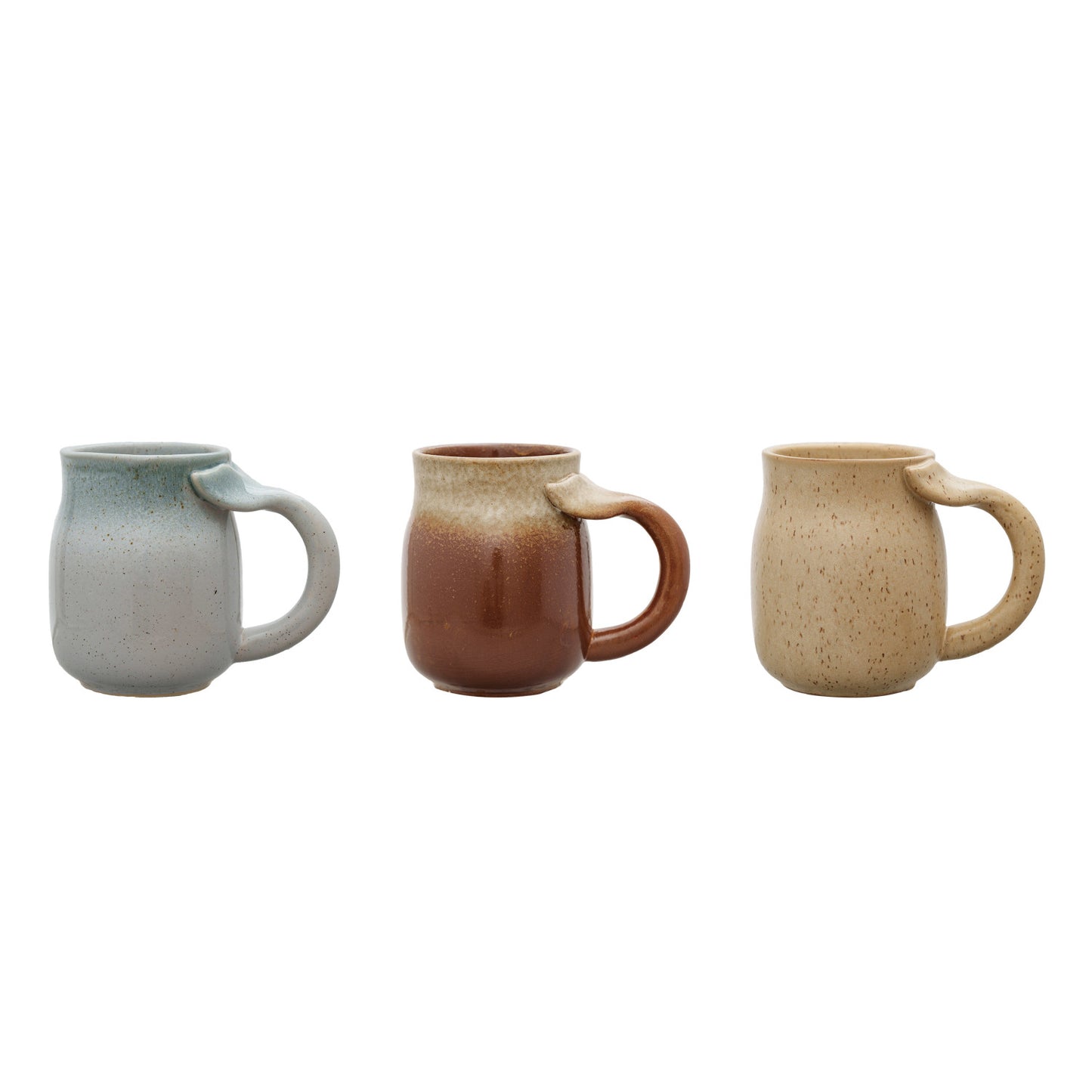 16 oz. Stoneware Mug w/ Whale Tail Handle, 3 Colors (Each One Will Vary)
