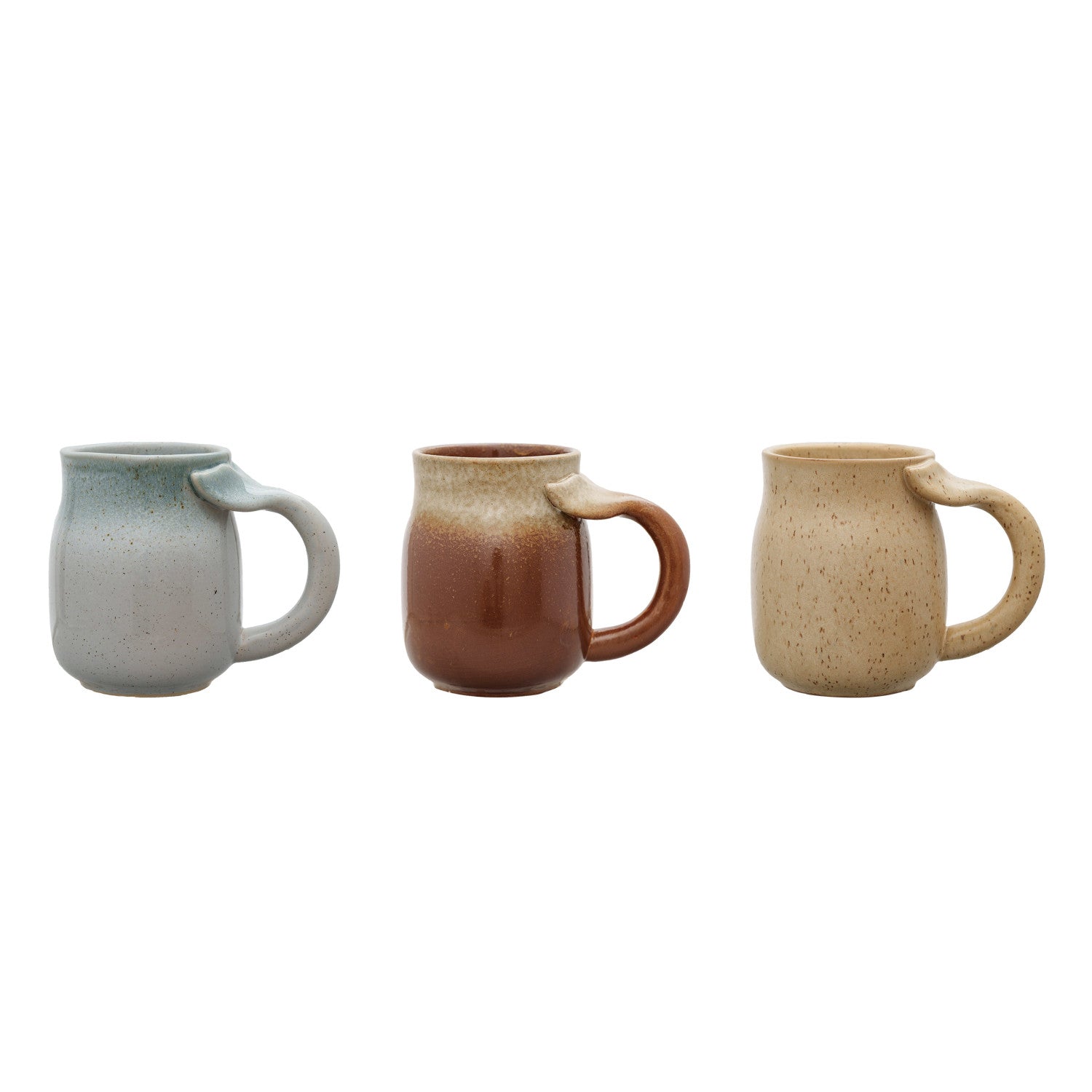 16 oz. Stoneware Mug w/ Whale Tail Handle, 3 Colors (Each One Will Vary)